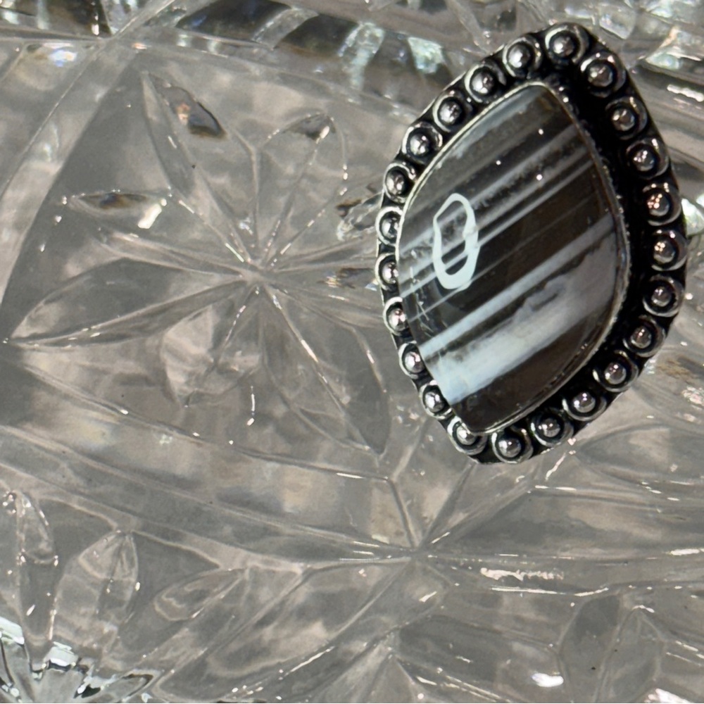 “Storm Whisper” Botswana Agate Statement Ring In … - image 2